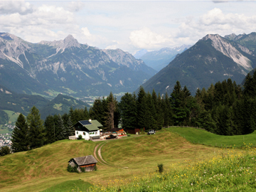 cottage with view across Klostertal