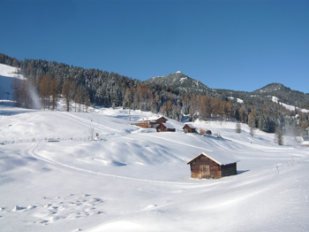 Die Schipisten befinden sich unmittelbar neben der Hütte