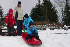 toboggangig in front of the house